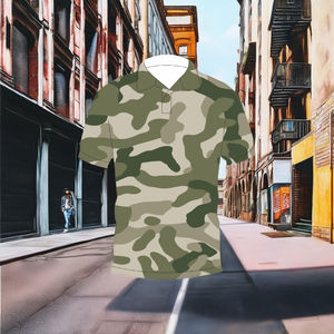 Camiseta Polo de Camuflaje Verde Urbano, Sublimada, Manga Corta, Personalizable, Deportiva, Casual, Transpirable, Unisex, Estilo Urbano, OEM, ODM - Product Image 1