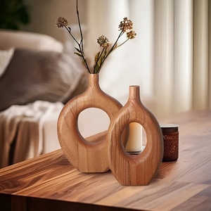 Elegant Modern Design Acacia Wood Handmade Flower Vases for Housewarming Decor - Product Image 5