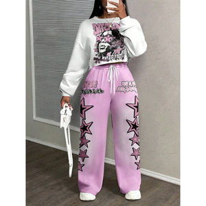 Conjunto de Chándales Deportivos Personalizados con Logotipo para Mujer, Chándales de Algodón de Alta Calidad para Mujer al por Mayor - Product Image 1