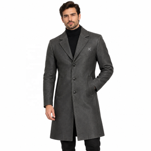 Gabardina de Cuero Genuino para Hombre |   Negro Marrón Marfil |   Fabricante OEM ODM |   Diseño de Calidad Premium |   Ropa de Cuero | - Product Image 6