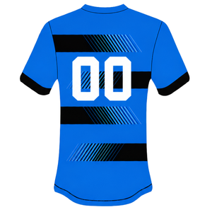 Camiseta de Rugby Azul Rey y Negra de Manga Corta con Cuello Redondo, Uniforme de Equipo a Rayas, Personalizable, Transpirable, para Entrenamiento y Rendimiento Atlético - Product Image 2