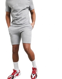 ชุดกีฬาผ้าฝ้ายกางเกงขาสั้น2ชิ้นสำหรับผู้ชายชุดวอร์มผ้าฝ้ายพิมพ์สีตัดกันชุดออกกำลังกายแบบลำลองสำหรับฤดูร้อน - Product Image 4