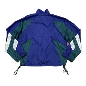 Chaqueta Cortavientos Colorblock Retro Azul Verde Blanco Estilo Urbano para Hombre con Cierre de Cremallera y Resistente al Agua - Product Image 3