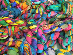 Custom made Colorful Sari Silk Recycled <b>Ribbon</b> Rolls Handmade Eco-Friendly Craft Supply Ideal for <b>gift</b> wrapping, textile art - Product Image 5