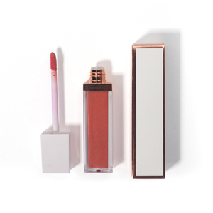 White Square Cap Rose Gold Trim Liquid Lip Gloss, Matte & Shimmer High Pigment Long-Lasting Non-Sticky Lip Tint - Product Image 1