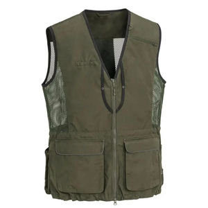 Men's Olive Green Multi Pocket Tactical <b>Vest</b> Zipper Closure Breathable Outdoor <b>Utility</b> Casual Summer Wear Sporty V-neck - Product Image 4