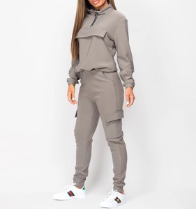 100% High Quality Hooded Women Tracksuits <b>Light</b> Weight Breathable Customized Size Solid Color Two Piece Set Winter Spring - Product Image 3