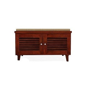 Mango Wood <b>Shoe</b> <b>Rack</b> Cabinet <b>with</b> Seating <b>Bench</b> Wooden <b>Shoes</b> Storage Table Furniture for Home Entryway Living Room - Product Image 1