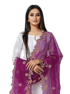 Hermosa tela de red de diseño indio-pakistaní, dupatta de diseñador con bordado elegante, ropa tradicional informal para bodas para mujeres. - Product Image 4