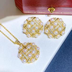 Nouveaux ensembles de bijoux en argent sterling 925 rétro, luxe discret, boucles d'oreilles avec pendentif et chaîne, design de niche - Product Image 2