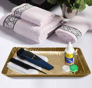 Bandeja Rectangular de Metal Dorado Martillado para Servir, Plato de Lujo para Servir Alimentos, para el Hogar, Cocina, Hotel, Restaurante, Fiesta, Moderno - Product Image 3