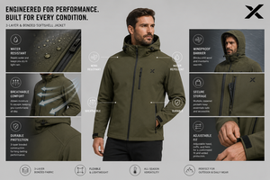 X Sports City Men's 3-Layer Bonded Softshell <b>Jacket</b> | Waterproof & Wind-Resistant Thermal <b>Fleece</b> <b>Lined</b> Winter Outerwear OEM/ODM - Product Image 3