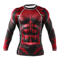 Maillot de compression athlétique pour homme, rouge et noir, imprimé crâne, respirant, écologique, anti-UV, séchage rapide, en Spandex et Polyester