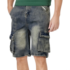 Pantalones Cortos de Mezclilla Rectos Bordados Drain Sports DS-MDS-1107, Logotipo Personalizado, Ropa Transpirable de Algodón, OEM, Exportación de Pakistán - Product Image 1