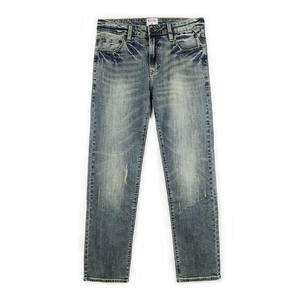 Jean droit vintage personnalisé pour homme, taille mi-haute, en denim de coton et élasthanne, délavé, style rétro, OEM/ODM, collection Printemps - Product Image 1