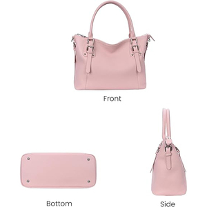 Sac fourre-tout de voyage pour femme en cuir véritable, forme demi-lune, avec bandoulière, fermeture éclair, grande capacité, tendance - Product Image 2