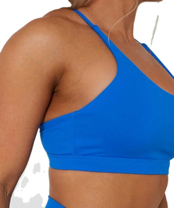 Conjunto Casual de 2 Piezas para Mujer, Color Azul, para Uso Diario, Top Halter, Pantalones Cortos de Cintura Alta, Color Sólido, Tejido de Punto, Spandex Transpirable, Ropa de Primavera/Verano - Product Image 5