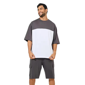 Ensemble T-shirt et short décontracté pour homme 2026 – Qualité supérieure, manches courtes, grandes tailles, 100 % coton, séchage rapide, deux pièces - Product Image 2