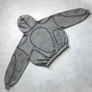 Pullover <b>Cropped</b> Hoodie <b>Men</b> Oversized Boxy Fit Long Sleeve Casual Cotton Sweatshirt Streetwear Fashion <b>Top</b> - Product Image 4