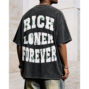 Men Acid Washed <b>Y2K</b> Gothic Vintage Regular Fit Streetwear Eco-Friendly Quick Dry Cotton Short Sleeve T-<b>Shirt</b> Tops - Product Image 5