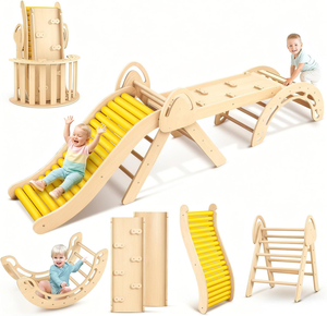 Structure d'escalade pliable en bois pour tout-petits, 10 en 1, pour l'intérieur et l'extérieur, <span class=keywords><strong>mini</strong></span> aire de jeux, triangle Pikler pour enfants - Product Image 1