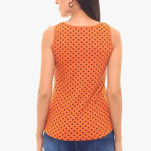 Camiseta sin Mangas para Mujer, Diseño de Puntos Naranjas, Cuello Redondo, Estilo Casual, Tejido Transpirable, Calidad Premium 2026 - Product Image 6