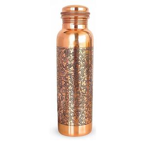 Bouteille en cuivre martelé artisanale écologique moderne 1000 ml – Vaisselle ayurvédique pour boissons, étanche, en cuivre pur, applicable à diverses utilisations - Product Image 1