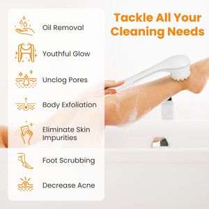 Spazzola Elettrica Ricaricabile per il Bagno con 6 Testine, 3 Modalità di Rotazione, Scrubber per il Corpo, Spazzola Massaggiante Rotante, Esfoliante Esteso - Product Image 6