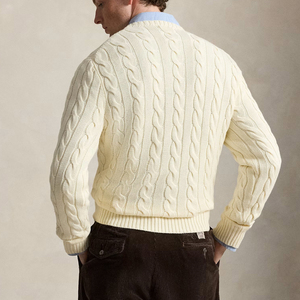 Logo Custom Men's Acrylic Winter Quarter Sweater Polo Pullover Vintage <b>White</b> Streetwear Knitwear <b>Long</b> <b>Sleeve</b> <b>Top</b> - Product Image 6