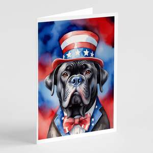 Cane Corso Patriotic American Whimsical A7 Greeting Cards Pack of 8 Blank Note Cards with <b>Envelopes</b> <b>5x7</b> Size - Product Image 1