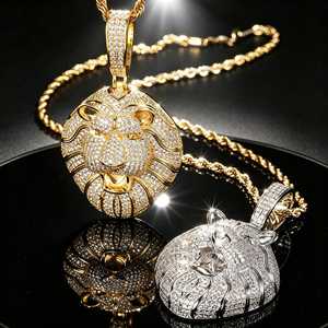 Pendentif Tête de Lion en Moissanite VVS, Argent Sterling 925, Bijou Hip Hop Plaqué Rhodium, Fait Main, Style Iced Out, Breloque pour Homme - Product Image 3