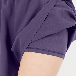 Shorts Deportivos Morados de Cintura Alta para Mujer, con Bolsillos, Transpirables, de Punto, Ajuste Holgado, Cintura Elástica, Color Sólido, Ropa Deportiva - Product Image 6