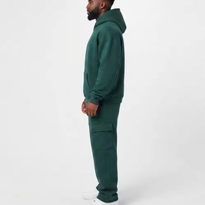 Custom Logo Men Solid Green Streetwear Acid Wash Tracksuit Unisex 100% Cotton Oversized Jogger <b>Sweat</b> Suit Sweatpants Hoodie <b>Set</b> - Product Image 3