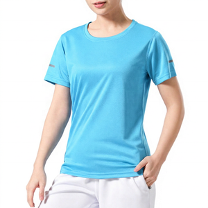 Camiseta de Poliéster de Secado Rápido para Hombre, Cuello Redondo, Manga Corta, Azul, Corte Regular, Color Sólido, Impresión Digital, Tejido Informal - Product Image 6