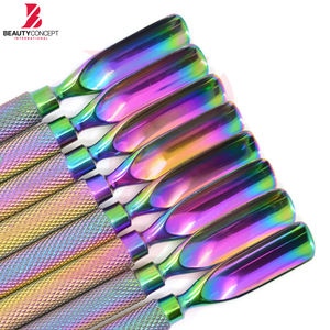 Pousse-cuticules double extrémité en acier inoxydable finition arc-en-ciel, outil professionnel pour retirer les cuticules et les ongles, outils de manucure - Product Image 5
