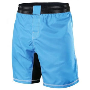 Shorts de bain pour homme, bleu uni, séchage rapide, taille élastique, coupe mi-haute, décontractés, avec poches - Product Image 1