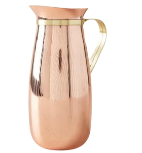 Jarra de agua de cobre pulido brillante con asa, diseño martillado, para mesa de cocina, comedor y hogar - Product Image 5
