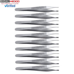 Pinces à tissus Adson Brown, lot de 10, 12 cm, en acier inoxydable dentelé, forceps chirurgical à poignée striée, manuel, certifié CE, pour cliniques - Product Image 6