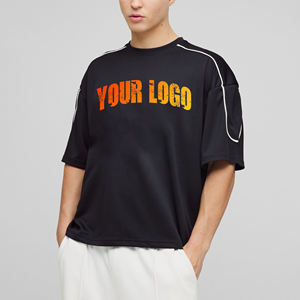 เสื้อยืดแฟชั่นใหม่ ผ้าฝ้าย 100% คุณภาพสูง เนื้อหนา รับสกรีนโลโก้ ทรงโอเวอร์ไซส์ ไหล่ตก แบบเรียบ ไม่มีลาย  ทรงครอป สำหรับผู้ชาย - Product Image 4