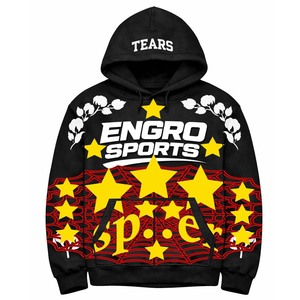Sudadera con capucha de algodón polar con diseños personalizados de vaqueros, estampado de lágrimas y arañas, y estampado en relieve 1:1, para fans de las arañas - Product Image 1