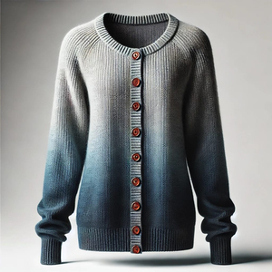 <b>Women</b> Gradient Knit <b>Cardigan</b> O-Neck Full Sleeve <b>Button</b> Closure Casual Winter Wear 100% Acrylic Anti-Pilling - Product Image 1