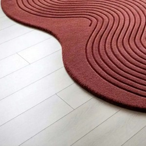Abstract Modern Red Area Rug Irregular Shape Hand Tufted Rug Textured Carpet 3D Minimalist Rug for Bedroom Living Room Decor - Product Image 3