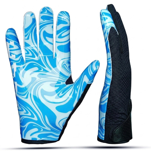 Custom OEM <b>Sticky</b> Grip Receiver Gloves Breathable Synthetic Leather <b>Hook</b> Loop Closure Unisex Sports American Football Gloves - Product Image 4