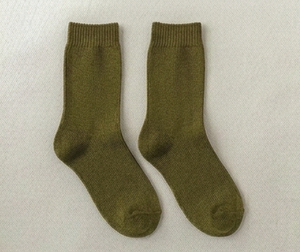 Crew <b>Socks</b> For <b>Women</b> Olive Green Solid Color Knitted Breathable Daily Wear Autumn Standard Length - Product Image 1