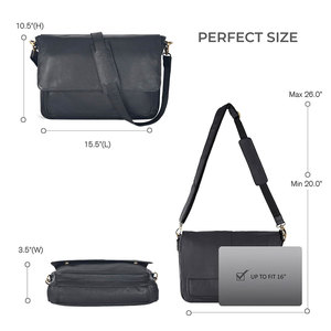 Nouveauté 2026 : Sacs pour ordinateur portable homme et femme en cuir véritable avec plusieurs compartiments intérieurs et grande poche avant - Product Image 3