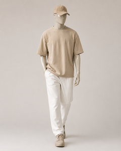 เสื้อยืดคอกลมผ้าฝ้ายสีเบจขนาดใหญ่สำหรับผู้ชาย, เสื้อยืดเปล่า Tiruppur - Product Image 3