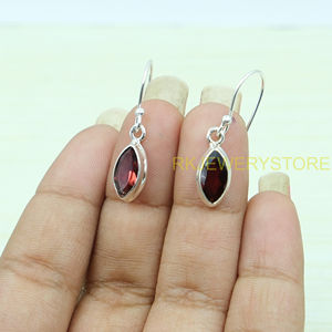 Pendientes de Piedra Preciosa de Granate Rojo Natural, Pendientes de Plata de Ley 925 Hechos a Mano, Joyería de Granate para Esposa - Product Image 5