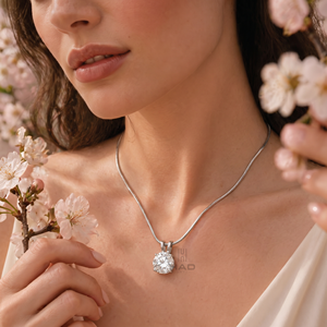 Collier pendentif solitaire en diamant cultivé en laboratoire, coupe ronde, quatre griffes, classique, minimaliste, élégant, cadeau pour femme, bijoux - Product Image 1