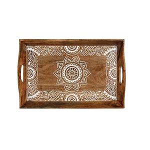 Plateau de service rectangulaire en bois d'acacia Alan Traders, design minimaliste gravé, fait main, écologique, cadeaux pour la décoration du Ramadan et de l'Aïd - Product Image 6