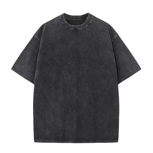Camiseta Oversize de Algodón Pesado con Lavado Ácido para Hombre, Estampado Gráfico Vintage, Estilo Urbano Holgado, Personalizable - Product Image 1
